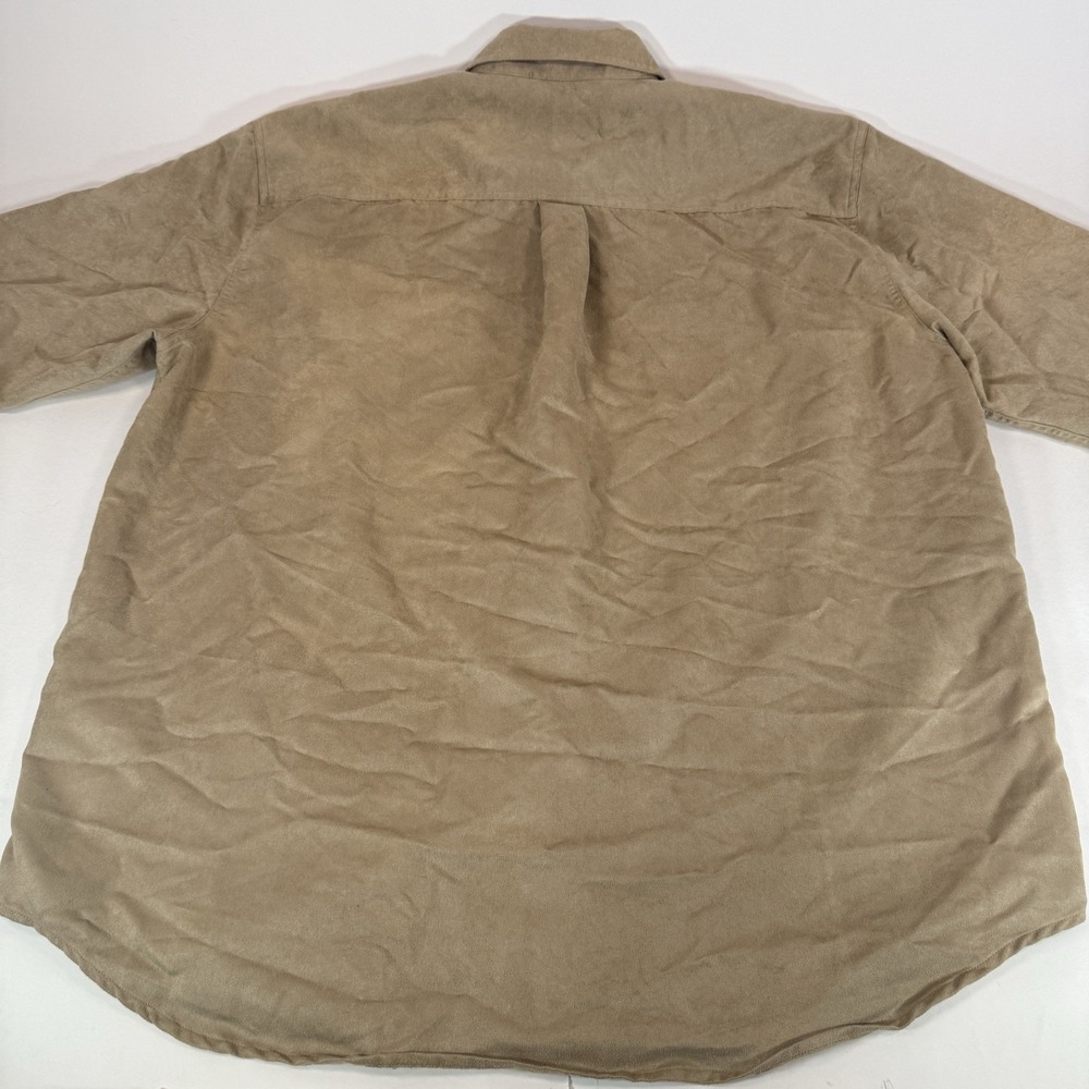 Vintage Knightsbridge 90s Faux Suede Button Up Shirt Men Beige XL Retro Hipster - Picture 12 of 13